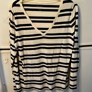 Merona Black Stripe Cotton V Neck Tunic. Long Sleeve Size XXL. Sku6